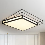 Modern Led Flush Mount Ceiling Light With Hexagon/Square Design Black/Grey Third Gear