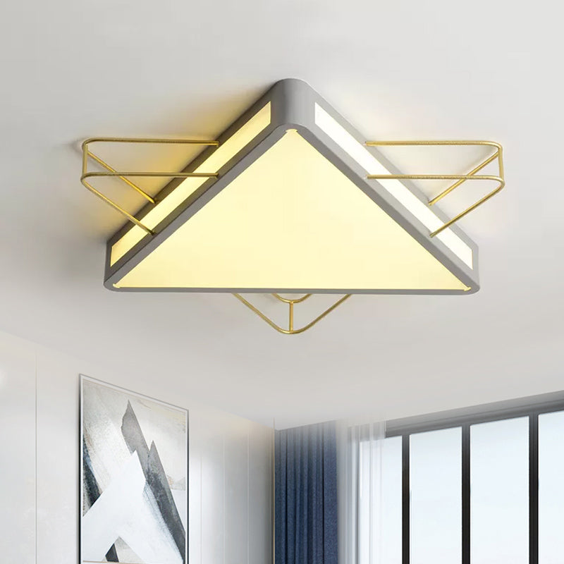 Nordic Metal Black/Grey Flush Mount Light With Acrylic Diffuser Star/Triangle Design