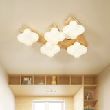 Plum Blossom Ceiling Lamp With Frosted Glass And Led Lighting 5 / Wood