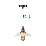 Scalloped Pendant Lighting - Loft Style | Metal Hanging Light Fixture In Rust/Chrome Finish Perfect