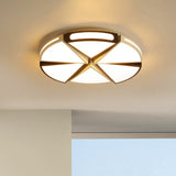 Modern White Round Ceiling Light For Kitchen Metal Flush Mount - 16/19.5 Lights With Black Accents