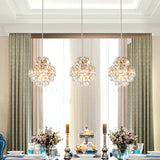Modern Metal 3-Bulb Pendant Lamp With Clear Crystal Balls - Round/Linear Canopy Black/Gold Finish
