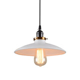Modern Retro Loft Metal Saucer Shade Pendant Lighting For Restaurants - White 8.5/10 Diameter