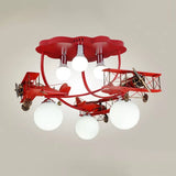 Modern Globe Flush Ceiling Light For Childs Bedroom Red