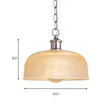 Modern Chrome Dome Pendant Light With Prismatic Glass - 1-Light Ceiling Fixture