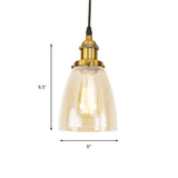 Farmhouse 1 Light Pendant Ceiling With Brass/Copper Finish And Clear Glass
