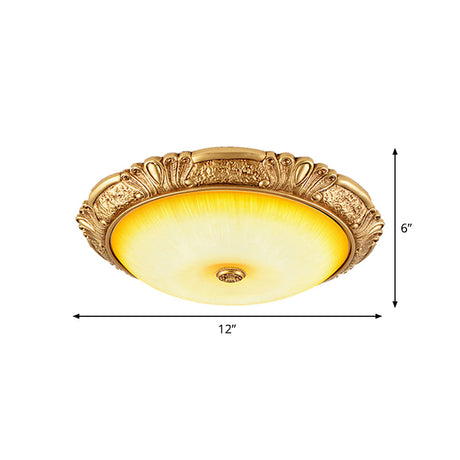 12’/16’/19.5’ Led Flush Mount Ceiling Light In Gold With Amber Glass