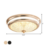 Retro Style Ceiling Lamp In Black/Gold With Lattice Glass And Led Flush Mount - 16/19.5 W