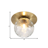 Mini Led Flush Light: Simple & Elegant Foyer Ceiling Mount With Clear Glass Shade In Gold