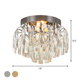 Modern Crystal Rectangles Flushmount Ceiling Light In Nickel/Gold