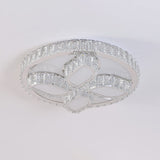 Clear Cut Crystal Led Flushmount Ceiling Light - Modern Leaf Design For Bedroom Lighting