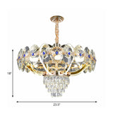 Modern Gold Led Chandelier With Crystal Panels - Oblong Down Lighting Pendant