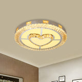 Led Crystal Ceiling Light Flush-Mount Fixture - Modern Chrome With Clear Inlaid Diamond/Flower/Star