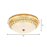 16/19.5 W Led Flush Mount Lighting With White Glass Bowl & Crystal Accent - Simple Elegant Ceiling