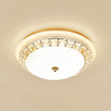 Crystal Ceiling Lamp In Gold: Simple Bowl Shape Led Flush Mount 16’/19.5’ Wide