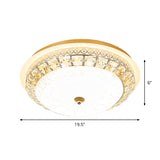 Crystal Ceiling Lamp In Gold: Simple Bowl Shape Led Flush Mount 16/19.5 Wide