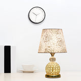 Modern Crystal Embedded Bedroom Table Light - 1 Bulb Gold/Silver/Red Nightstand Lamp With