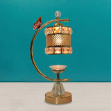 Modern Crystal-Encrusted Table Lamp With Curved Arm - Cube/Flower Shape Nightstand Light [Gold