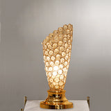 Modernism Crystal-Encrusted 1-Bulb Gold Table Light With Tapered/Cylinder Shade Reading Lamp