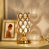 Modernism Crystal-Encrusted 1-Bulb Gold Table Light With Tapered/Cylinder Shade Reading Lamp / B
