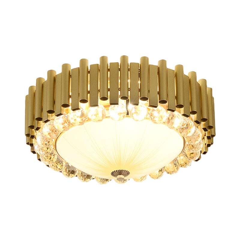 Brass 6-Head Crystal Flushmount: Modern Bedroom Ceiling Lighting