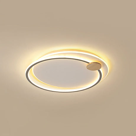 Minimalist Dual Circle Led Ceiling Light In Black/Grey For Warm/White Lighting - 16.5/20.5 Wide