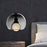 Dual Hemisphere Smoke/Cognac Glass Pendant Lamp - Minimalist Design For Dining Tables 1 Light