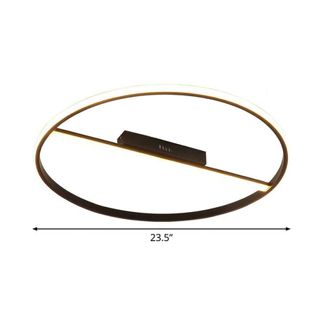 Minimalist Black Flush Mounted Led Ceiling Lamp With Cross Bar - 18/23.5 Diameter Warm/White Light