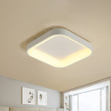 Nordic Acrylic Led Flush Mount Ceiling Fixture For Bedroom - Grey/White Squared Ring 16/19.5 W White