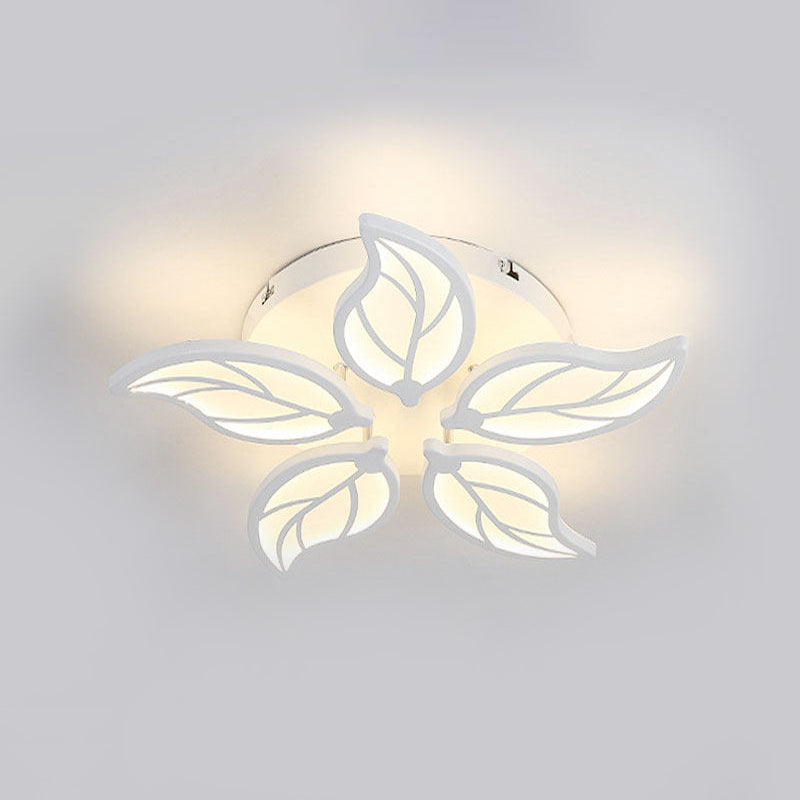 Contemporary 1/2-Tier Acrylic Flush Ceiling Lamp With Leaf Design And Warm/White Led Light (22/27