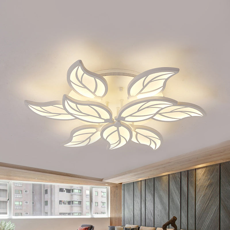 Contemporary 1/2-Tier Acrylic Flush Ceiling Lamp With Leaf Design And Warm/White Led Light (22/27