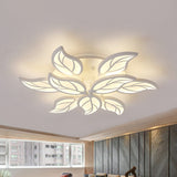 Contemporary 1/2-Tier Acrylic Flush Ceiling Lamp With Leaf Design And Warm/White Led Light (22/27