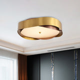 Modern Acrylic Gold Led Ceiling Flush Mount Light With Stainless Steel Frame