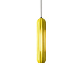 Yellow Macaron Ribbed Pendant Resin Hanging Light Fixture For Table