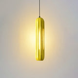 Yellow Macaron Ribbed Pendant Resin Hanging Light Fixture For Table