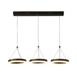 Modern Style Circular Acrylic Pendant With 3 Black Led Multi Lights - Ceiling Hanging Fixture