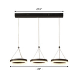 Modern Style Circular Acrylic Pendant With 3 Black Led Multi Lights - Ceiling Hanging Fixture
