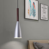 Modern Grey Trumpet Pendulum Light - Nordic Design 1 Head Aluminum Ceiling Pendant For Bedside