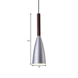 Modern Grey Trumpet Pendulum Light - Nordic Design 1 Head Aluminum Ceiling Pendant For Bedside