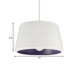 Truncated Cone Pendant Light - Aluminum Simplicity Single 12/16 Inches Wide White/Purple Inner