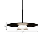 Minimalist Black And White Wide-Brim Hat Pendant Light - 1 Bulb Iron Ceiling Lamp For Dining Table