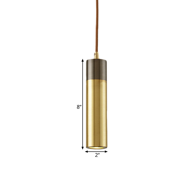 Postmodern Brass-Black 1-Light Pendant For Column Beer Bar - Metal Ceiling Hanging Light Kit