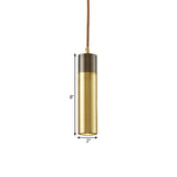 Postmodern Brass-Black 1-Light Pendant For Column Beer Bar - Metal Ceiling Hanging Light Kit