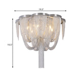Modernist Aluminum Chain Flush Mount Ceiling Lamp - 4 Lights Chrome Finish Fringe Design Ideal For