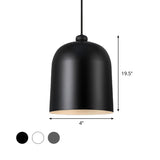 Nordic Dome Pendant Ceiling Lamp For Dining Room With Moveable Black/White/Grey Shade And 1 Bulb