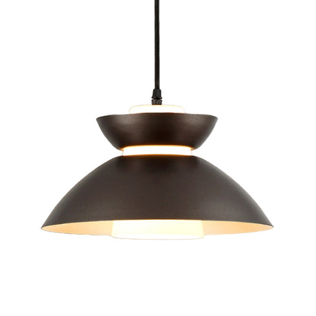 Iron Flare Pendant Light With Matte Glass Shade - Simple 1 Bulb Suspension Lamp In Black/Coffee