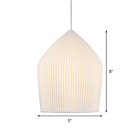 Sleek Prismatic Glass Pendant Light Kit With Single Suspension - White Cloche Hanging Lamp
