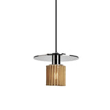 Stylish 1-Light Pendant Kit: Ribbed Glass Chrome Mini Drum Ceiling Lamp+