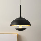 Nordic Iron Pendant Lamp Led Hanging Light In Black/White With Gold Inner - Perfect Over Table