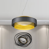 Modern Metal Circle Hanging Light With Mesh Screen And Acrylic Diffuser - White/Black-Gold Finish